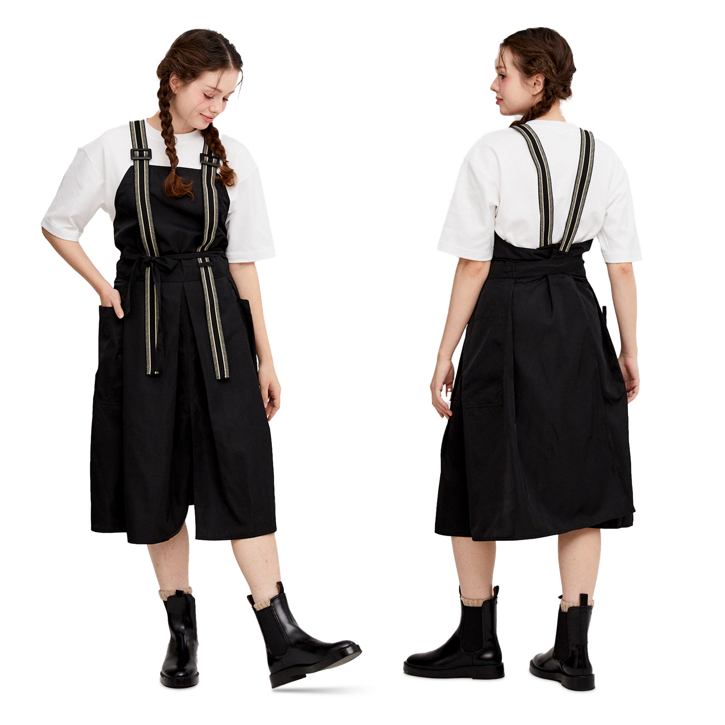 Apron for Nail Techs, Hairstylists, Barbers, Artists - 360 Full Coverage with Elastic Straps Black