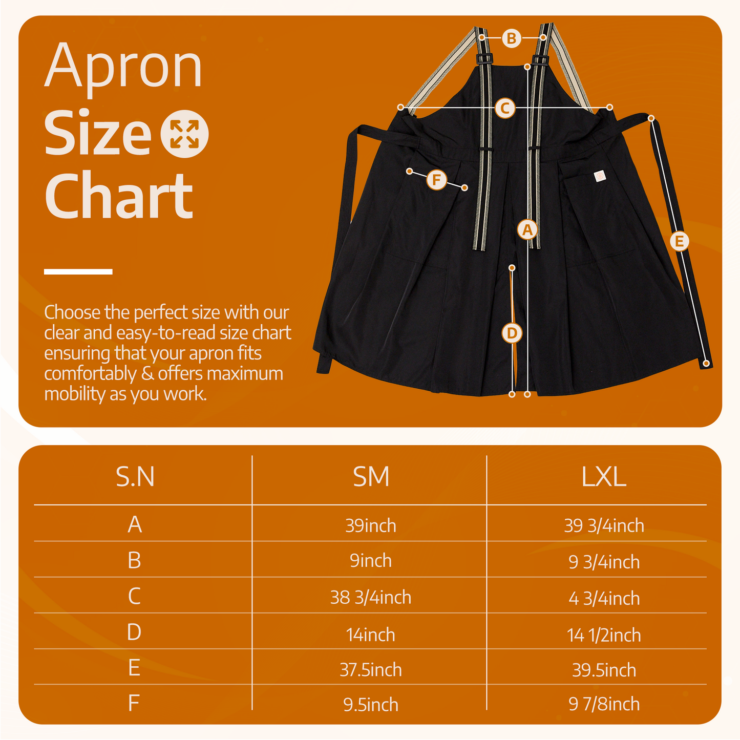 Apron for Nail Techs, Hairstylists, Barbers, Artists - 360 Full Coverage with Elastic Straps Black