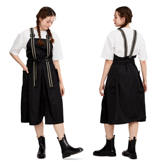 Apron for Nail Techs, Hairstylists, Barbers, Artists - 360 Full Coverage with Elastic Straps Black